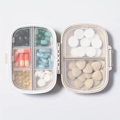 8-compartments Pill Organizer, 1 Count Mini Portable Pill Case, Dustproof Pocket Medicine Storage Box, Home Organizer for Daily Travel