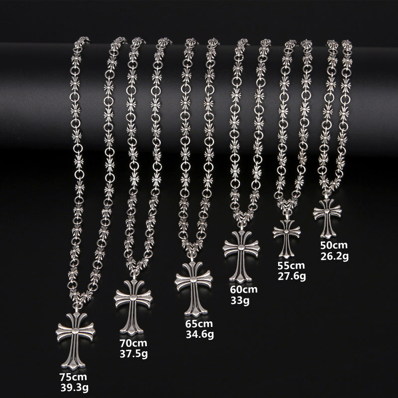 European and American Cross Necklace Ornament Punk Men and Women Retro Necklace Personality Casting Crostar Pendant Necklace Items