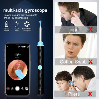 Ear Wax Removal, Ear Wax Removal Tool Camera Built-in 1296P, Easy and Safe Ear Cleaning, Earwax Removal kit with 9 Ear Set and 8 Traditional Tools, Ear Cleaning Kit for iPhone, iPad, Android