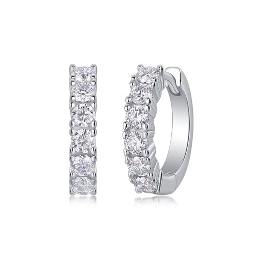 S925 Temperament Classic Style Earrings Niche High Sense Heavy Industry Inlaid Moissanite