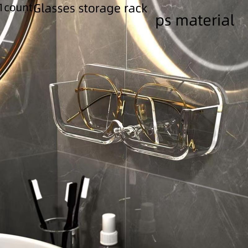 Wall Mounted Glasses Storage Rack without Glasses, Punch Free Glasses Holder, Sunglasses Display Organizer, Home Organizer for Living Room Bedroom