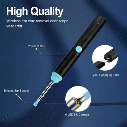 Ear Wax Removal, Ear Wax Removal Tool Camera Built-in 1296P, Easy and Safe Ear Cleaning, Earwax Removal kit with 9 Ear Set and 8 Traditional Tools, Ear Cleaning Kit for iPhone, iPad, Android