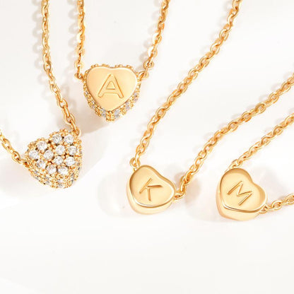 Gold Initial Heart Necklace Handmade Dainty Personalized Letter Heart Choker Necklace Gift For Women Necklace Jewelry