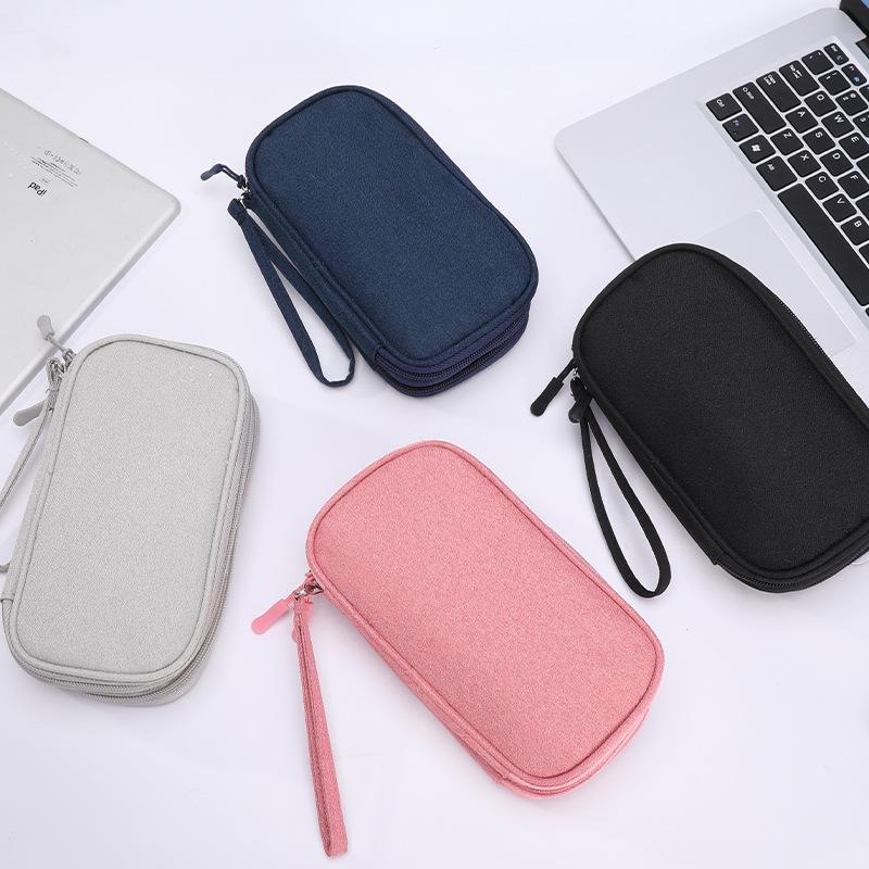 Travel Cable Organizer Pouch Electronic Accessories Carry Case Portable Waterproof Double Layers All-in-One Storage Bag for Cord, Charger, Phone, Earphone Black