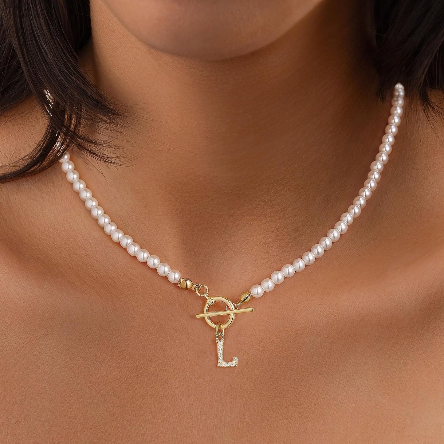 Initial Pearl Necklaces for Women - Choker Necklace, Dainty Freshwater Pearl Necklace | Bridesmaid Gifts | Fashion Pearl Jewelry for Women Girls