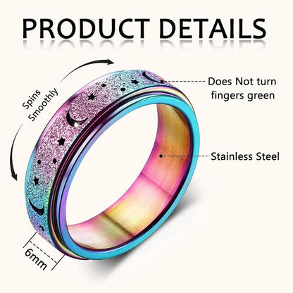 Stainless Steel Fidget Rings for Anxiety for Women Spinner Ring 6mm Rose Gold Ring Thumb Ring Size 5-13