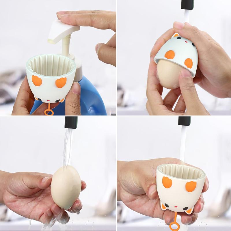 Cat Silicone Egg Washer Egg Cleaning Brush Egg Cleaning Tool Silicone Egg Washer Egg Cleaning Brush