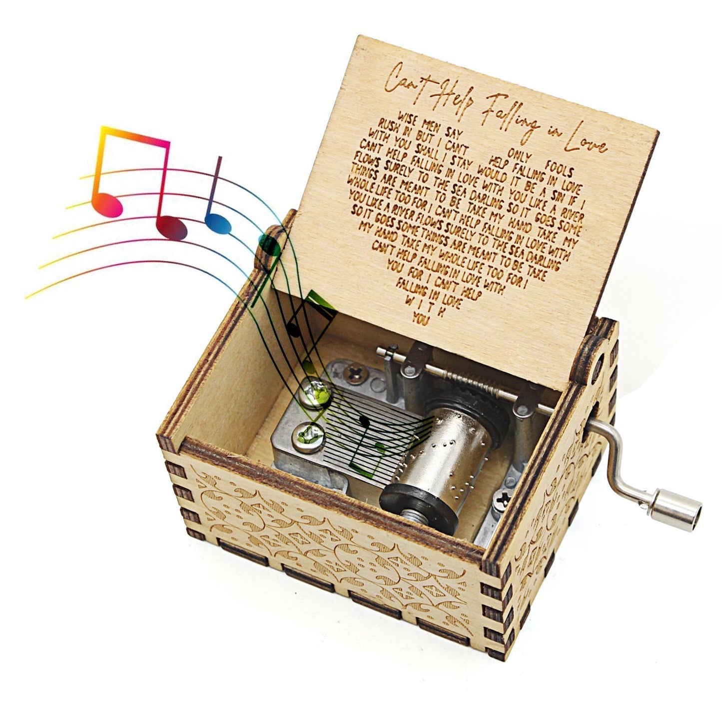 Can't Help Falling in Love Wood Music Box, Antique Engraved Musical Boxes Case for Love One Wooden Music Box - Gifts for Lover,Boyfriend,Husband,Wife tonie figur caja  musical