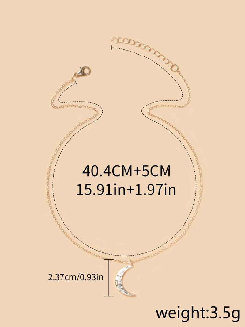 Elegant Plain Moon Pendant Necklace for Women, Trendy Clavicle Chain Necklace, Fashionable Stainless Steel Jewelry Accessories, Holiday Birthday Gift for Women and Girls