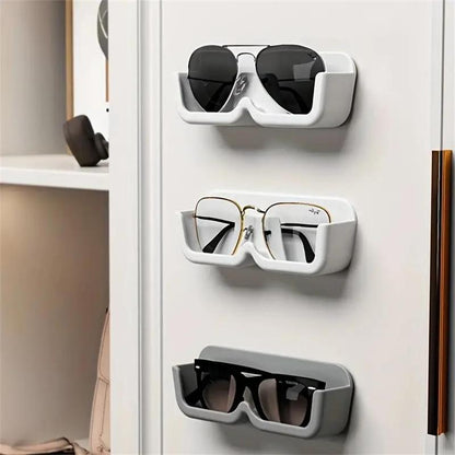 Wall Mounted Glasses Storage Rack without Glasses, Punch Free Glasses Holder, Sunglasses Display Organizer, Home Organizer for Living Room Bedroom