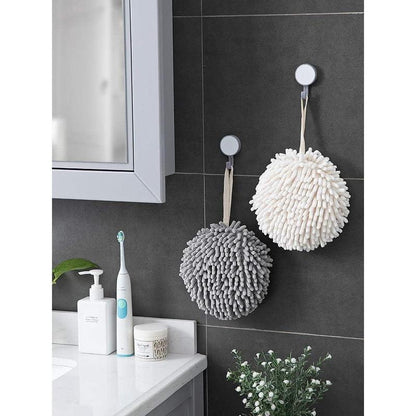 Fuzzy Ball Towel  White and Gray - Dry Your Hand Instantly conveniently with This Creative Bath Towel Set Decorative Towels for Bathroom (Pack of 2)