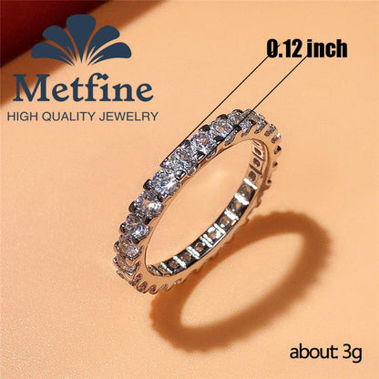 Women's Round 2mm Eternity Ring with 18K White Gold Plated Stackable Engagement Ring Anniversary Band Size 5-11