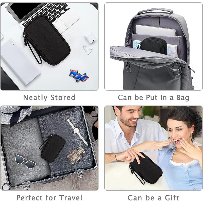 Travel Cable Organizer Pouch Electronic Accessories Carry Case Portable Waterproof Double Layers All-in-One Storage Bag for Cord, Charger, Phone, Earphone Black