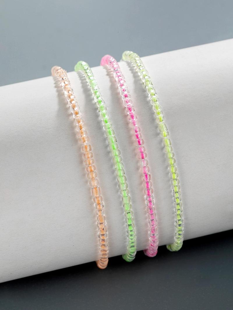 Beaded Ankle Bracelet, Luminous Anklet for Women & Girls, Fashion Jewelry for Party, Daily Clothing Decor, Trendy Jewelry for Birthday Gift