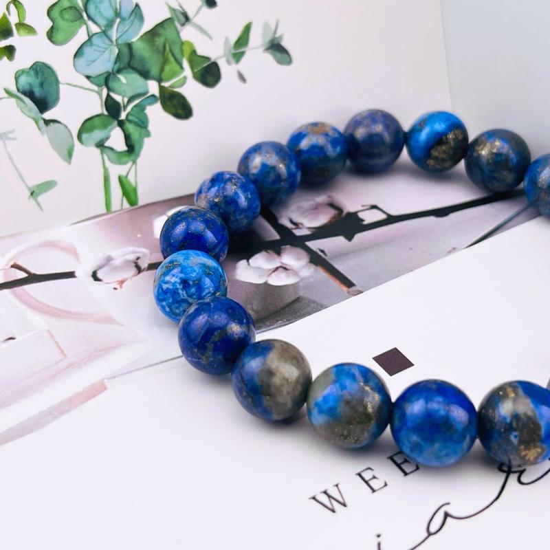 Natural Lapis Lazuli Ball Bracelet, Crystal, Jewelry, Gemstone, Chakra, Gift, Present, Handmade, Energy, Yoga, Beauty, Unique, Women, Unisex, Free Storage Bag, Festival, Christmas, Halloween, Easter, Tiktokmademebuyit