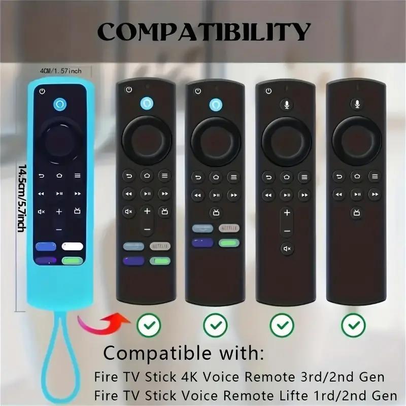 Glow in The Dark Silicone Remote Control Cover, 1 Count Luminous Remote Case with Lanyard, Dust Cover for Fire TV Stick 4K Lite Cube Controls