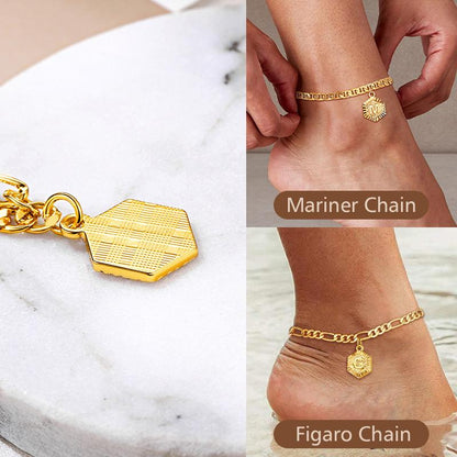 Initial 26 Letters A-Z Anklet Gold-plated 5mm Chain Anklets Bracelet with Letters Mariner Chain Figaro Chain Anklet  Adjustable For Women Men Girlfriend Bubble Letter