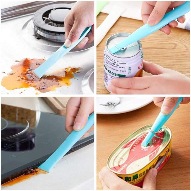 Cleaning Scraper Tool Kitchen Plastic Scraper Multipurpose Stiff Grill Scraper Scratch Free Cleaning Tool Can Opener Sticker Scraper Label Remover Gum Scraper Bottle Opener – 3 PCS