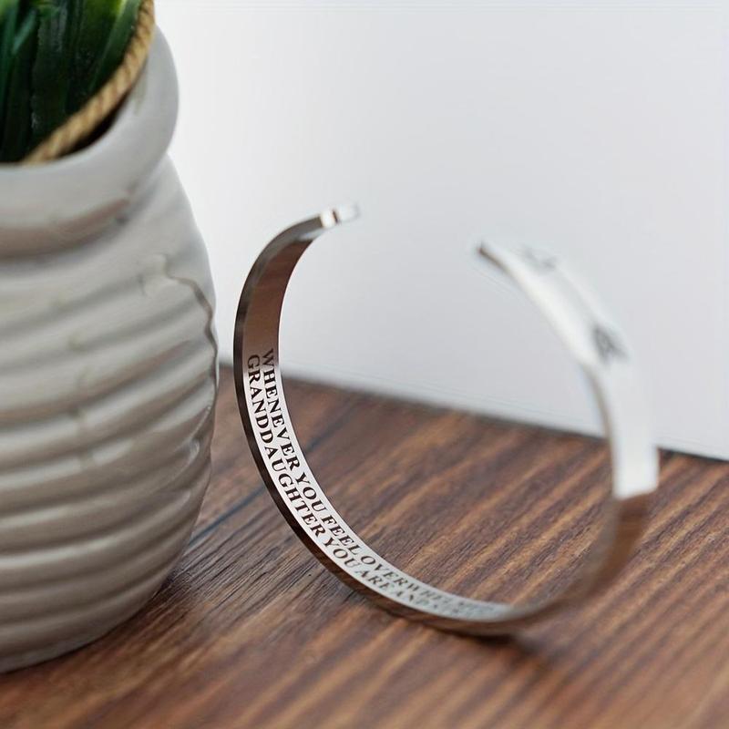 Stainless Steel Cuff Bangle with Gift Card & Gift Box, 1 Set Badass Daughter Themed Open Cuff Bangle, Birthday Gift for Daughter, Christmas Gift