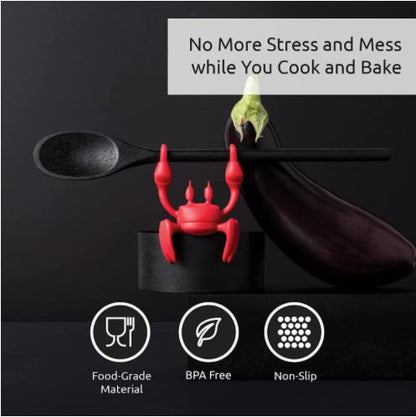 Red the Crab Silicone Utensil Rest - Kitchen Gifts, Silicone Spoon Rest for Stove Top - Heat-Resistant, Funny Kitchen Gifts Cutlery Tableware