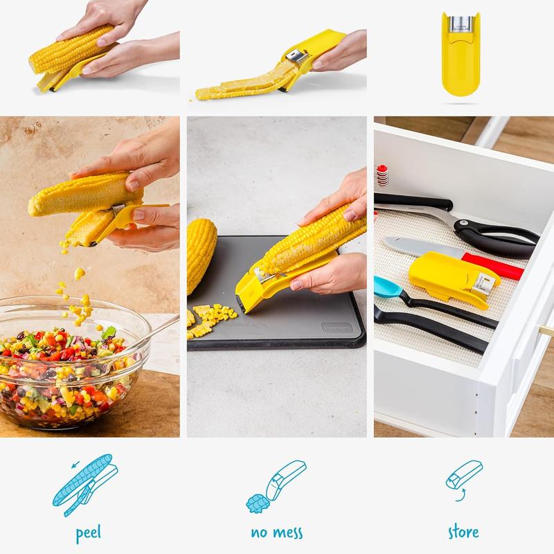 Dreamfarm Corpeel Easy, Speedy, Mess-Free Corn Peeler, Corn Stripper, Corn Separator - Yellow