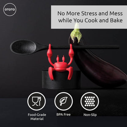 Red the Crab Silicone Utensil Rest - Kitchen Gifts, Silicone Spoon Rest for Stove Top - Heat-Resistant, Funny Kitchen Gifts Cutlery Tableware