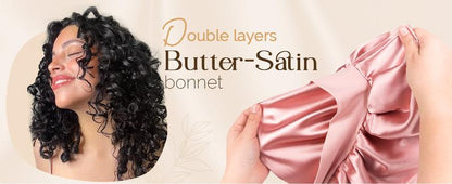 Satin Bonnet Silk Bonnet for Sleeping Double Layer Satin Lined Hair Bonnet with Tie Band for Women Curly Hair