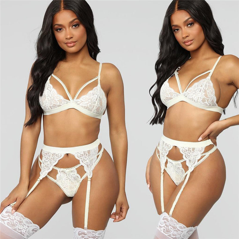 Best Selling Sexy 3 Piece Lace Lingerie Set for Women - Triangle Bikini with Sheer Details, Perfect for Valentine's Day, Couples Gift