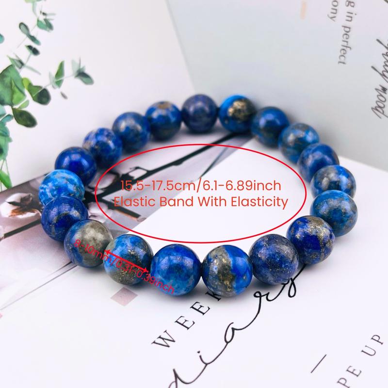 Natural Lapis Lazuli Ball Bracelet, Crystal, Jewelry, Gemstone, Chakra, Gift, Present, Handmade, Energy, Yoga, Beauty, Unique, Women, Unisex, Free Storage Bag, Festival, Christmas, Halloween, Easter, Tiktokmademebuyit