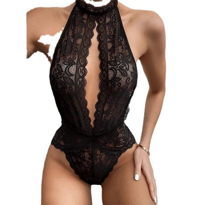 2025 New Arrival - Couple's Sexy Fashion Bodysuit with Lace Edging, Hollow Out, V-Neck, and Backless Design