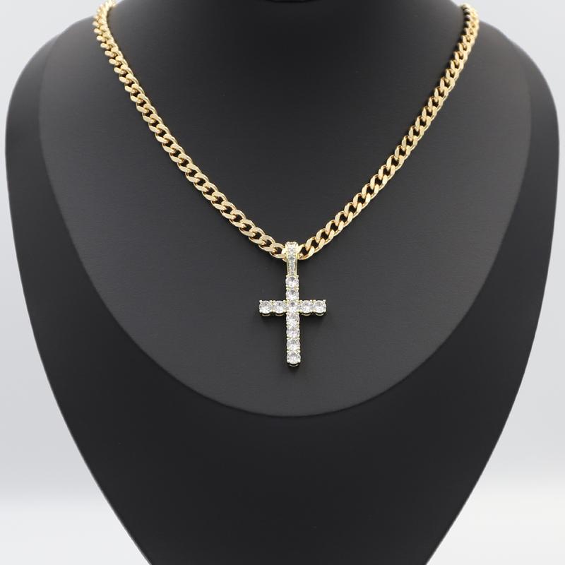 14K Gold Plated Cubic Zirconia Cross Necklace for Women and Men Cross Faith Pendant Necklaces Fashion Jewelry Gift High Quality, Black Friday Gift & Christmas Gift