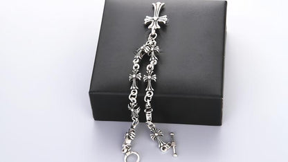 Cross Hearts Cross Bracelet, gift for him gift for her, Gothic Fashion Bracelet