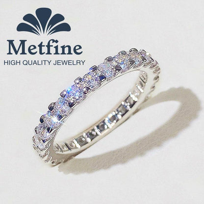 Women's Round 2mm Eternity Ring with 18K White Gold Plated Stackable Engagement Ring Anniversary Band Size 5-11