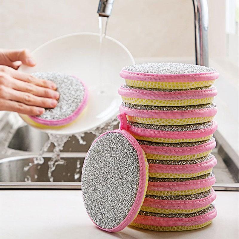 Double-sided Dishwashing Sponge, 3 Counts Scrubbing Pot Brush, Kitchen Dish Cloth, Household Dishcloth, Oil and Stain Removal Cleaning Cloth