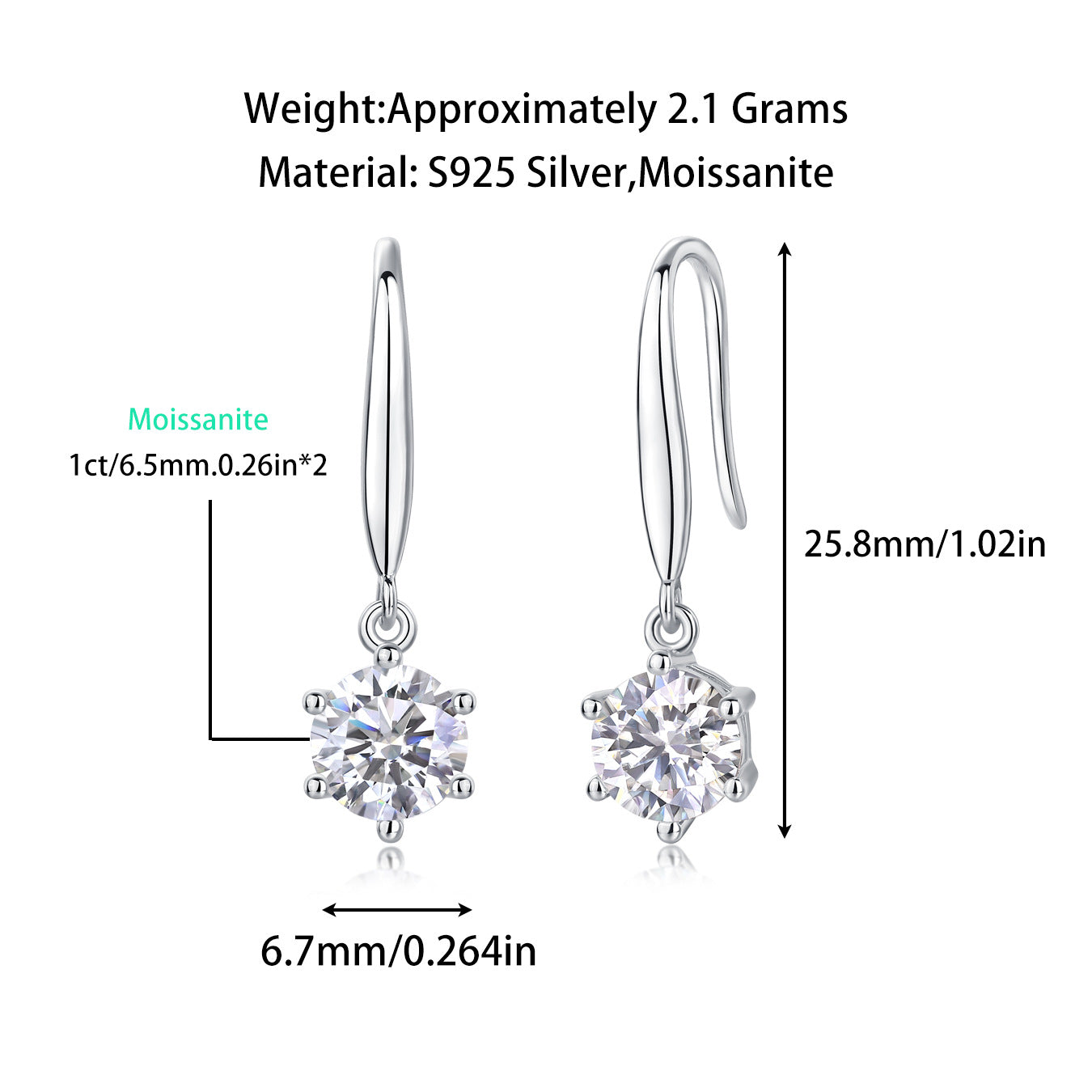 S925 Earrings Moissanite Vibrant Wind Long Style