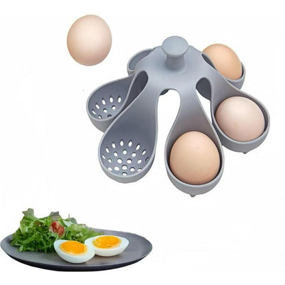 Silicone Egg Boiler Rack, Freestanding Egg Boiler, Egg Boiler, Egg Cooker, Hard Boiled Egg Boiler, Storage and Egg Rack, Holds 6 Eggs, Kitchen Silicone Egg Boiler Gadget, Gray