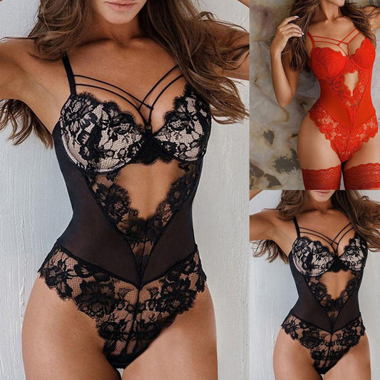 Sexy Women's Lace Hollow Out Bodysuit with Suspender Design - Perfect for Date Night | Gift for Her