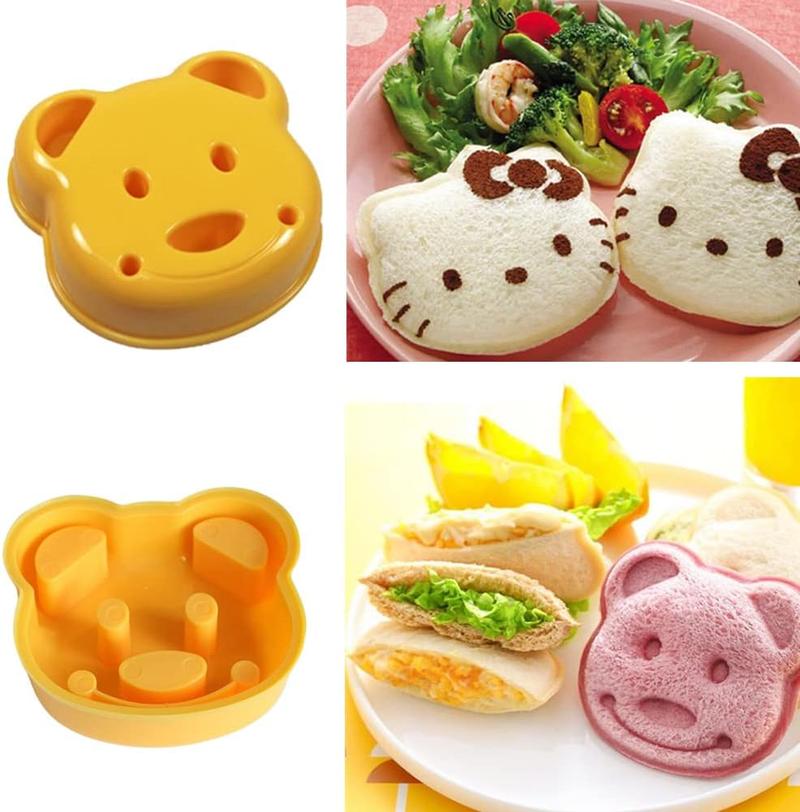 Bear Shape Sandwich Mold Cutter, Cartoon Bread Sandwich Shapers DIY Maker Biscuit Cookie Cake Mould Cutter Tool (2 Pack)