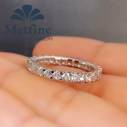 Women's Round 2mm Eternity Ring with 18K White Gold Plated Stackable Engagement Ring Anniversary Band Size 5-11