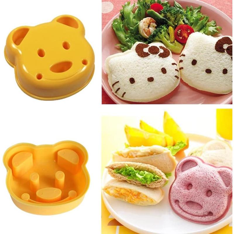 Bear Shape Sandwich Mold Cutter, Cartoon Bread Sandwich Shapers DIY Maker Biscuit Cookie Cake Mould Cutter Tool (2 Pack)