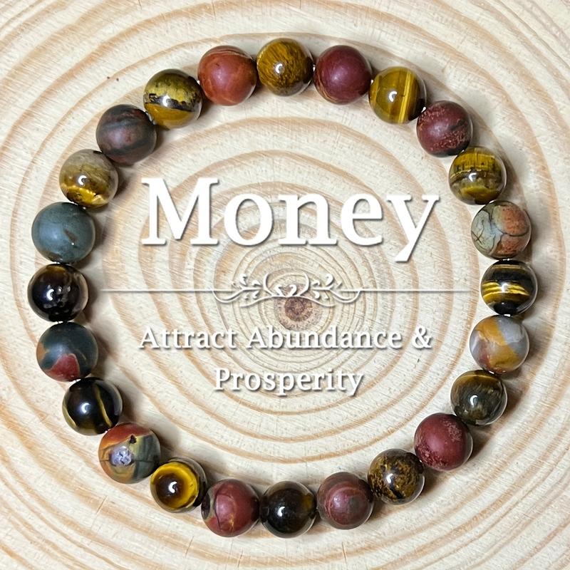 Natural Tiger Eye & Amethyst Beaded Bracelet - Stylish Elastic Gemstone Jewelry for Men and Women, Perfect Gift