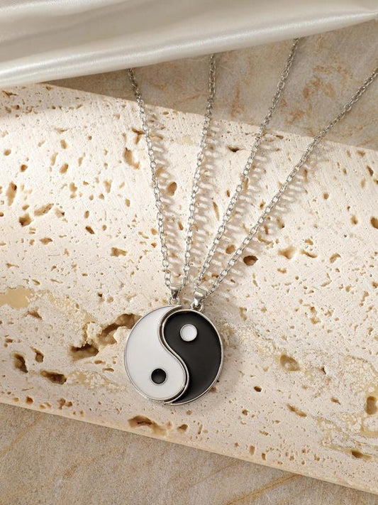 Yinyang Design Pendant Necklace for Couple, 2pcs 2024 New Dainty Jewelry for Daily Clothing Decor, Party, Chic All-match Jewelry As Gift for Girlfriend & Boyfriend