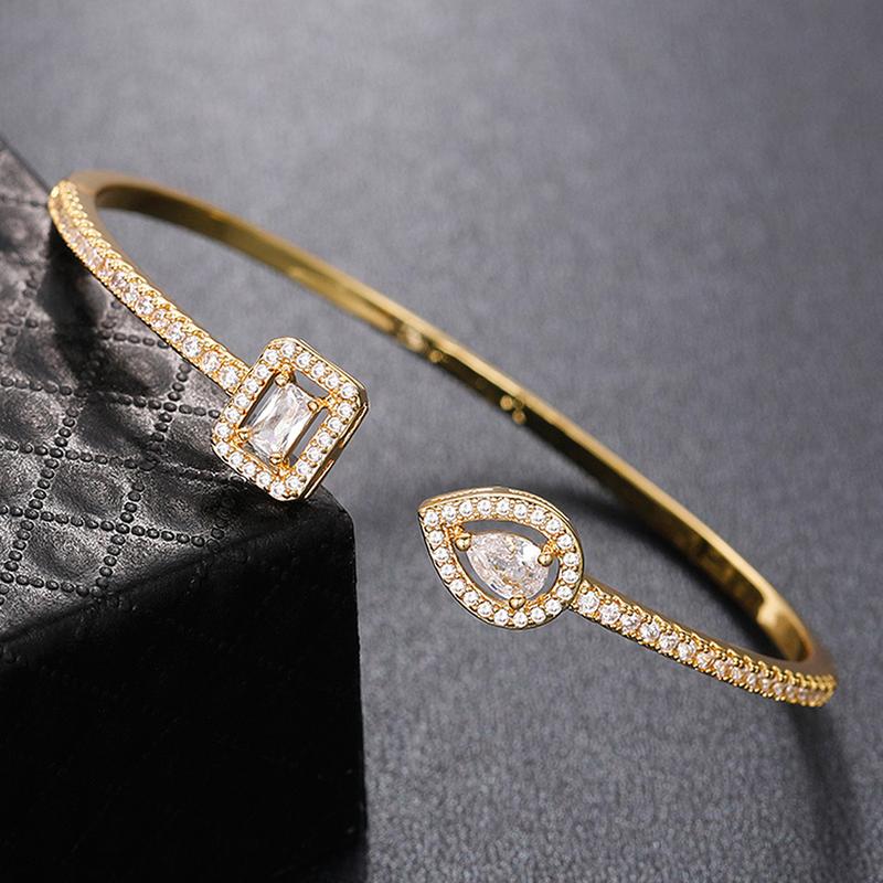 Open Bracelet For Women Trend Brass Zircon Bracelet Female Temperament Korean Version Simple Banquet Hand Jewelry Gift