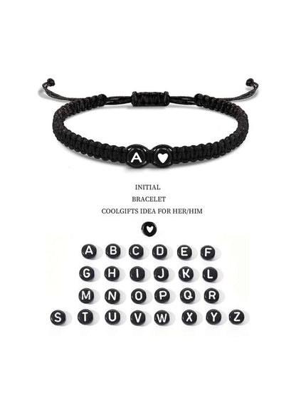 26 Letters & Heart Design Braided Drawstring Bracelet As Gift, Braided Bracelet for Women and Men Back To School, Fall Trendy Versatile Jewelry Accessories for Couples, Fall Outfits, Fall Freshness