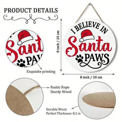 Wooden Round Sign Christmas Tree Decoration Hanging Ornament