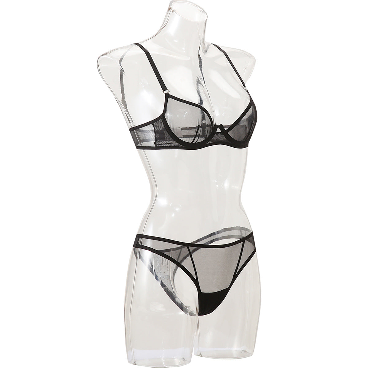 Summer Couple's Push-Up Bra and Thong Set - Sheer Mesh, Perfect for a Sexy Look - New Arrival