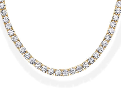 14K Gold Plated 3mm Simulated Diamond Tennis Necklace for Women | Sizes 15" and 18"