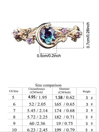 Elegant Artificial Zircon Decorated Ring, Hollow out Flower & Moon Design Ring for Women, Fashion Jewelry for Party, Daily Clothing Decor, Trendy All-match & Exquisite Jewelry for Birthday Gift