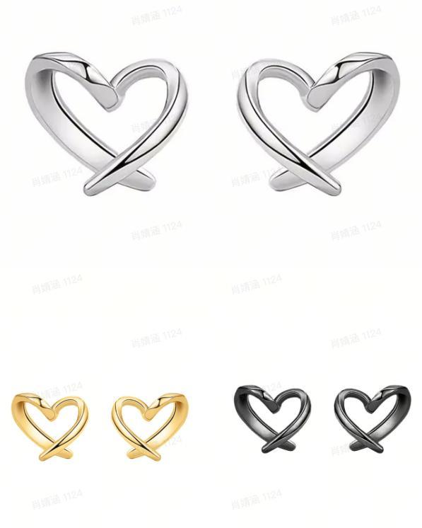 Women's Simple Heart Design Stud Earrings, 2024 New Style Jewelry for Party, Daily Clothing Decor, Trendy All-match Cool Female Accessories for Birthday Gift