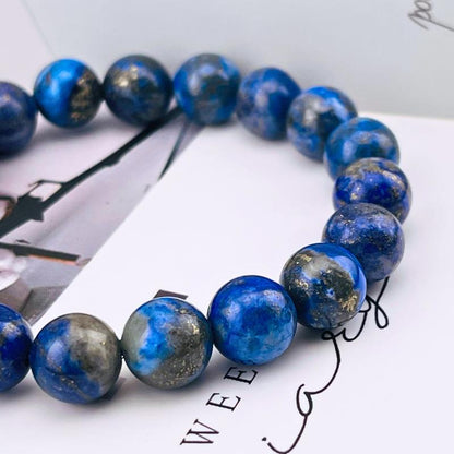 Natural Lapis Lazuli Ball Bracelet, Crystal, Jewelry, Gemstone, Chakra, Gift, Present, Handmade, Energy, Yoga, Beauty, Unique, Women, Unisex, Free Storage Bag, Festival, Christmas, Halloween, Easter, Tiktokmademebuyit